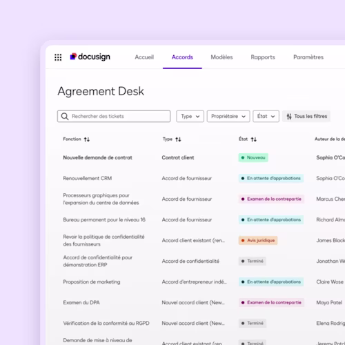 Docusign UI Agreement Desk increase visibility