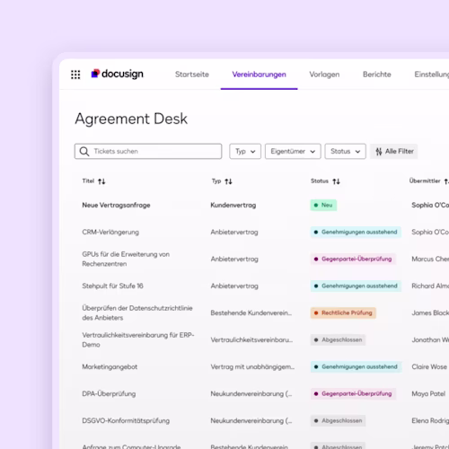 Docusign UI Agreement Desk increase visibility