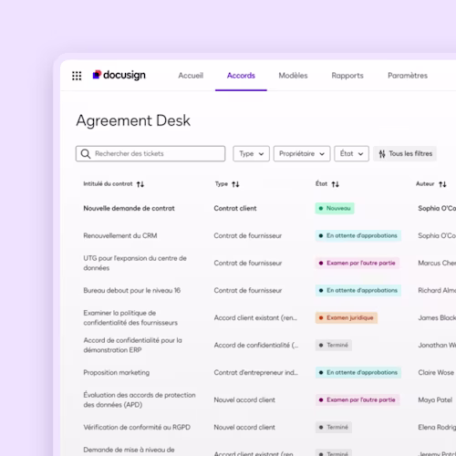 Docusign UI Agreement Desk increase visibility