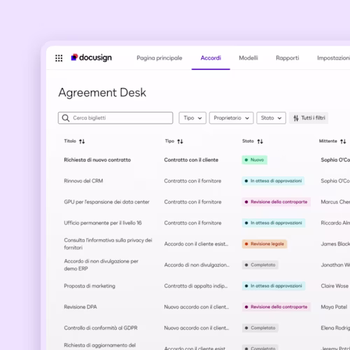 Docusign UI Agreement Desk increase visibility