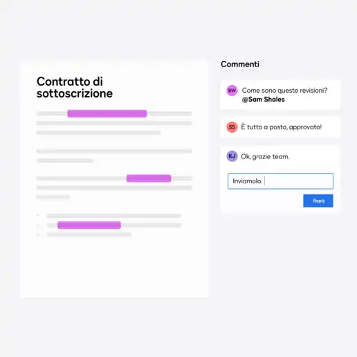 CLM product image of a master subscription and service agreement showing collaboration through user comments.