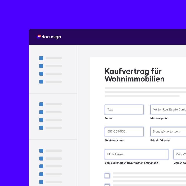 UI von Docusign für Kaufverträge