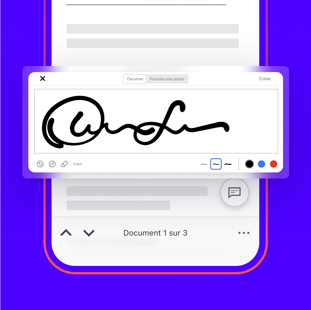 Un utilisateur dessine une signature et signe un accord sur son téléphone avec l’application mobile Docusign