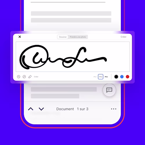 Un utilisateur écrit sa signature et signe un accord sur son téléphone avec l’application mobile Docusign.