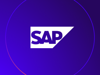 Logo van SAP | Wit | Paarse achtergrond