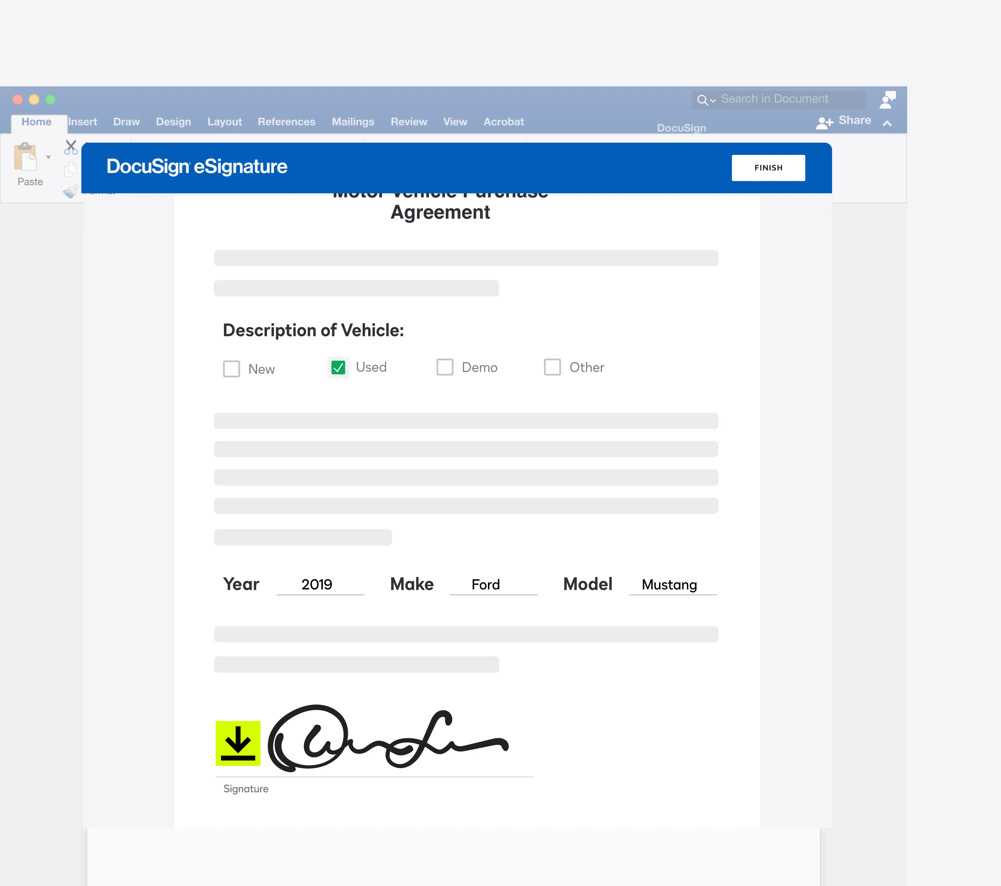 Capture d’écran de la sauvegarde de documents DocuSign sur OneDrive