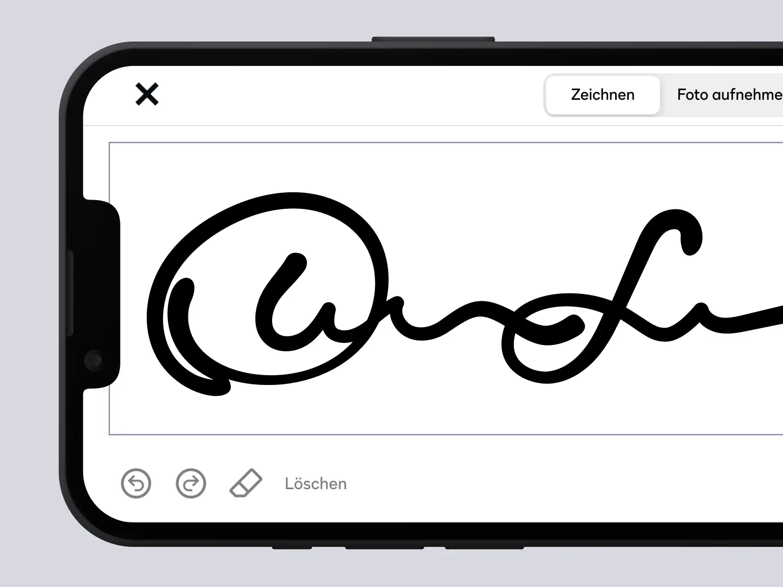 Handydisplay mit einer geleisteten Signatur in der DocuSign-App