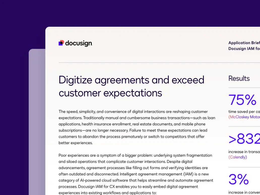 Digitize agreements and exceed customer expectations application brief