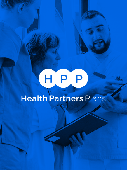 Health Partners Plans logo and image of health professionals