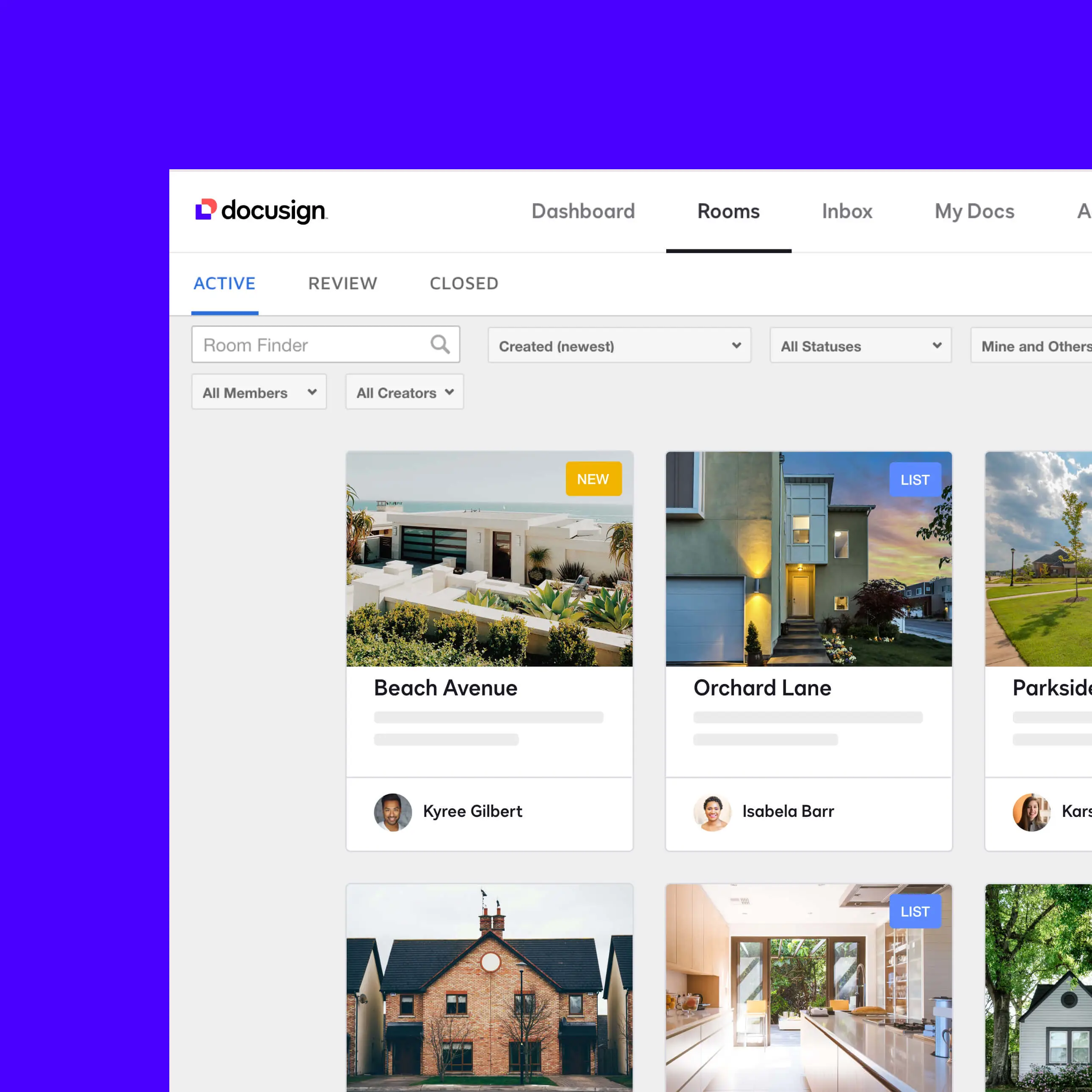 Docusign Rooms Product UI