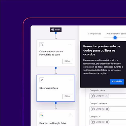 Uma tela no Docusign Maestro solicita ao usuário preencher automaticamente os dados em um Formulário da Web para acelerar os acordos.