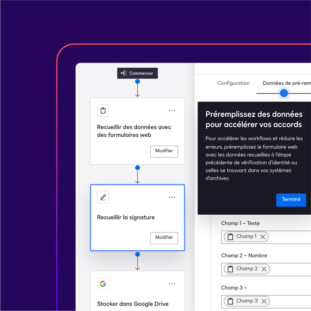A screen in Docusign Maestro prompts a user to pre-fill data in a Web Form to speed up agreements.