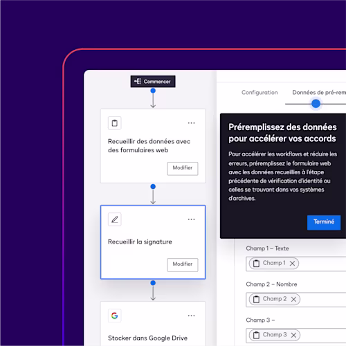 A screen in Docusign Maestro prompts a user to pre-fill data in a Web Form to speed up agreements.