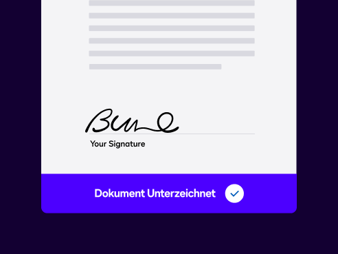 Ein Dokument mit einer Signatur und dem Hinweis „Dokument signiert“