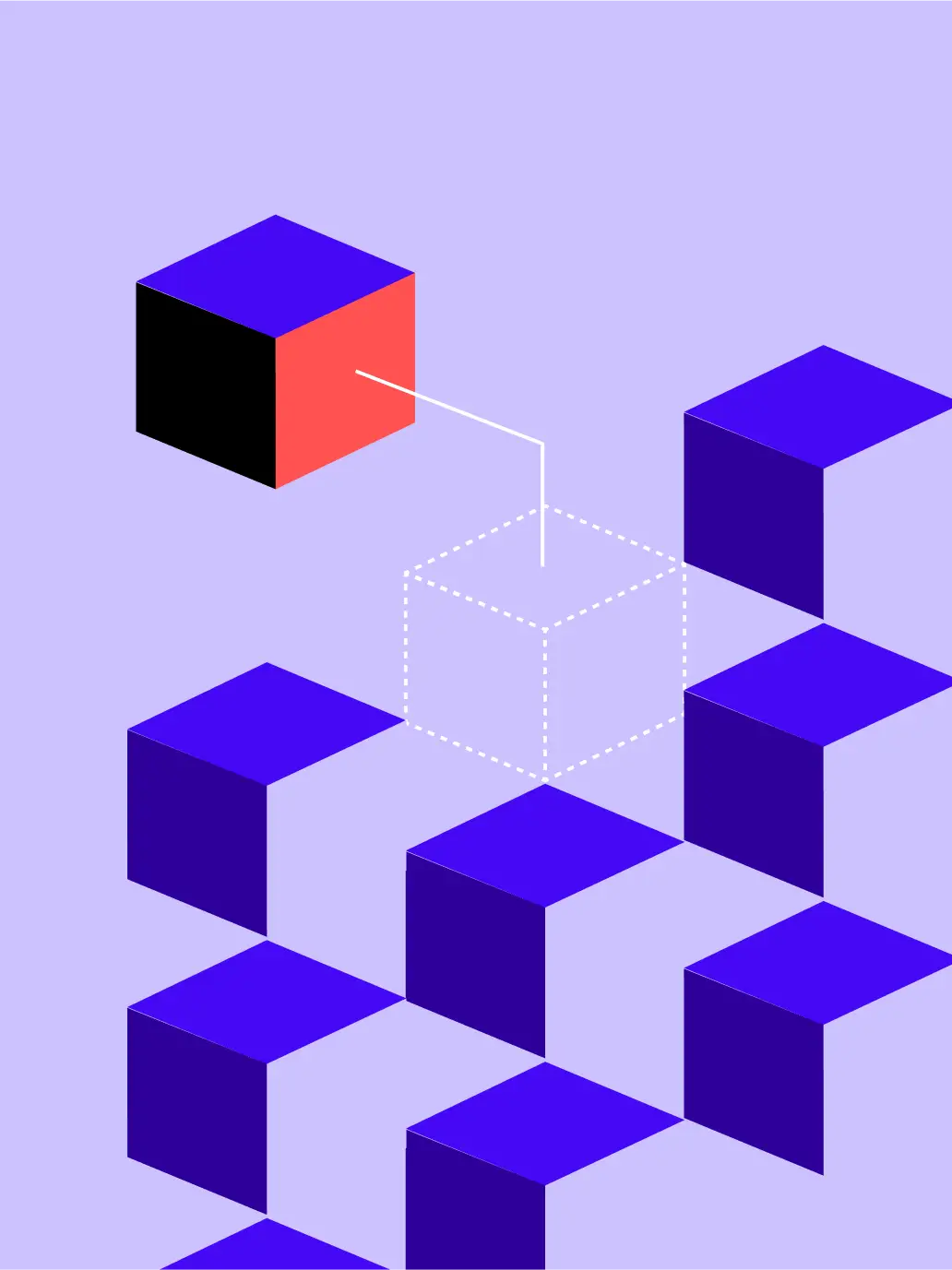 Digital artwork of blocks aligning into a pattern