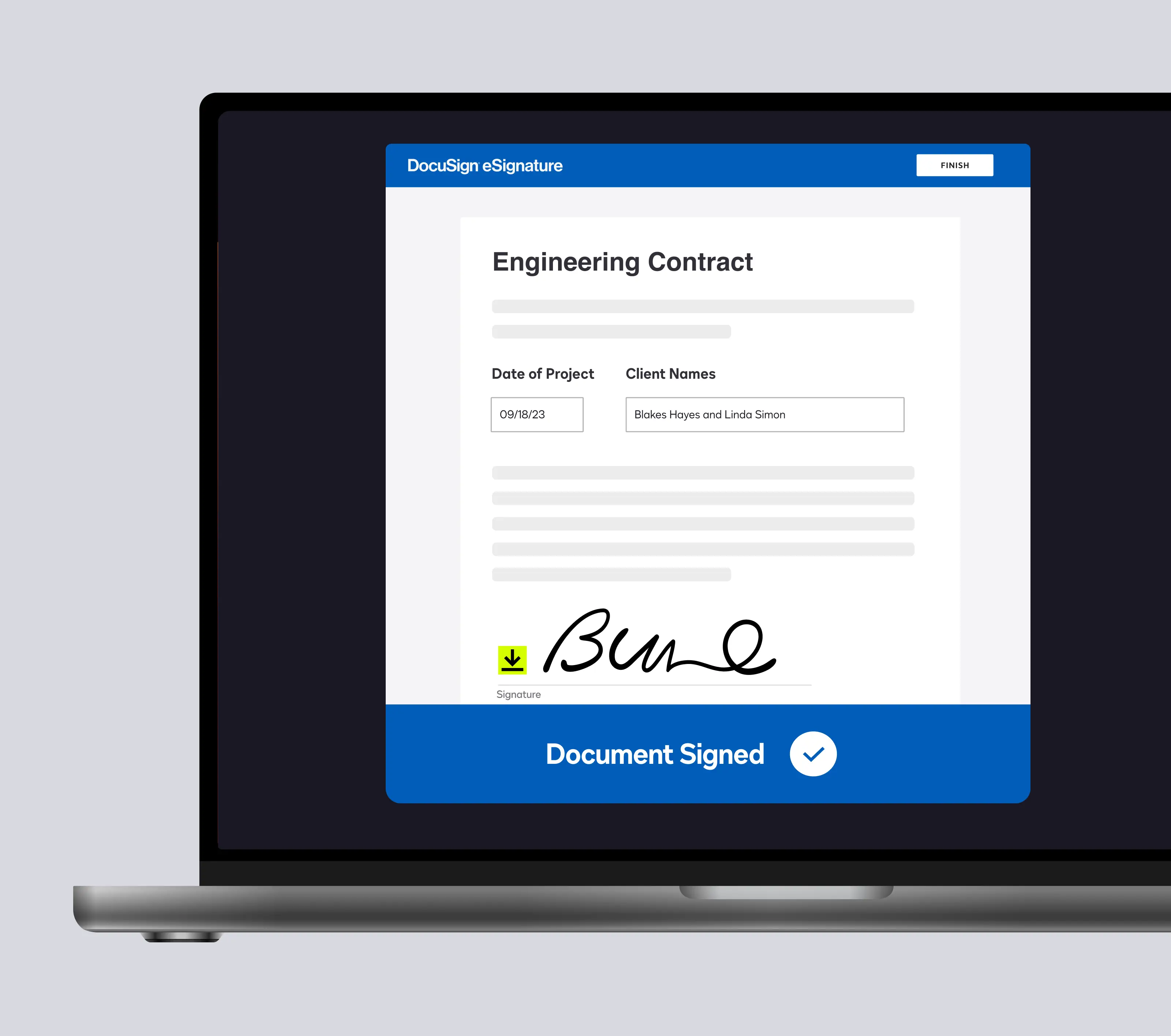 Screenshot of document signed on Docusign product