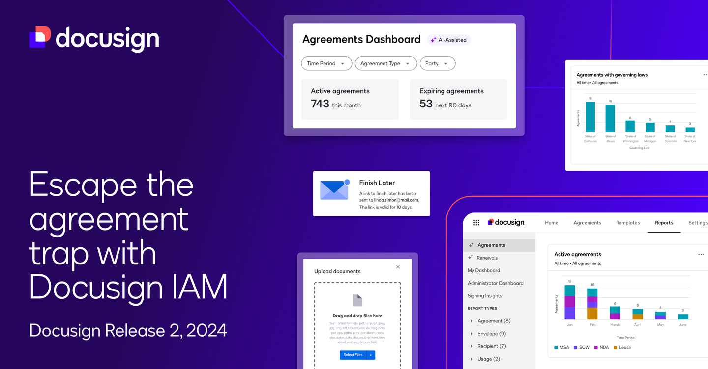 Ad that says "Escape the agreement trap with Docusign IAM"