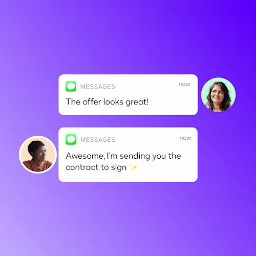 Two users of Docusign IAM for Customer Experience discuss signing a contract.