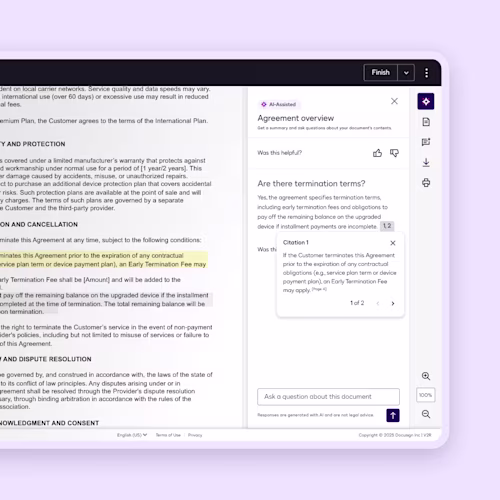 Screenshot of a digital document discussing an agreement overview, highlighting terms, conditions, and FAQs for users.