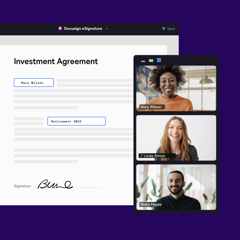 Docusign and Zoom integration UI