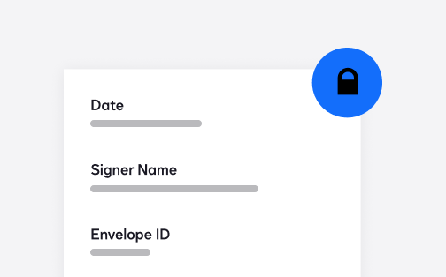 Secure document showing the date, signer name and envelope ID of a completed agreement in DocuSign