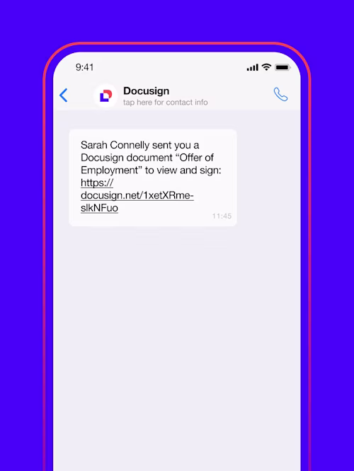 Screen showing Docusign and WhatsApp integration