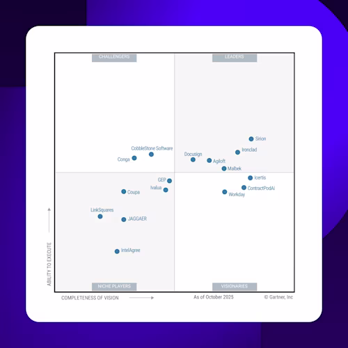 DocuSign est nommé un des leaders de la gestion du cycle de vie des contrats dans le Magic Quadrant™ 2024 de Gartner.