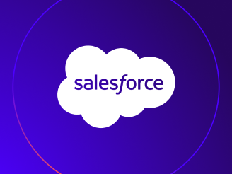 Logo van Salesforce | Wit | Paarse achtergrond