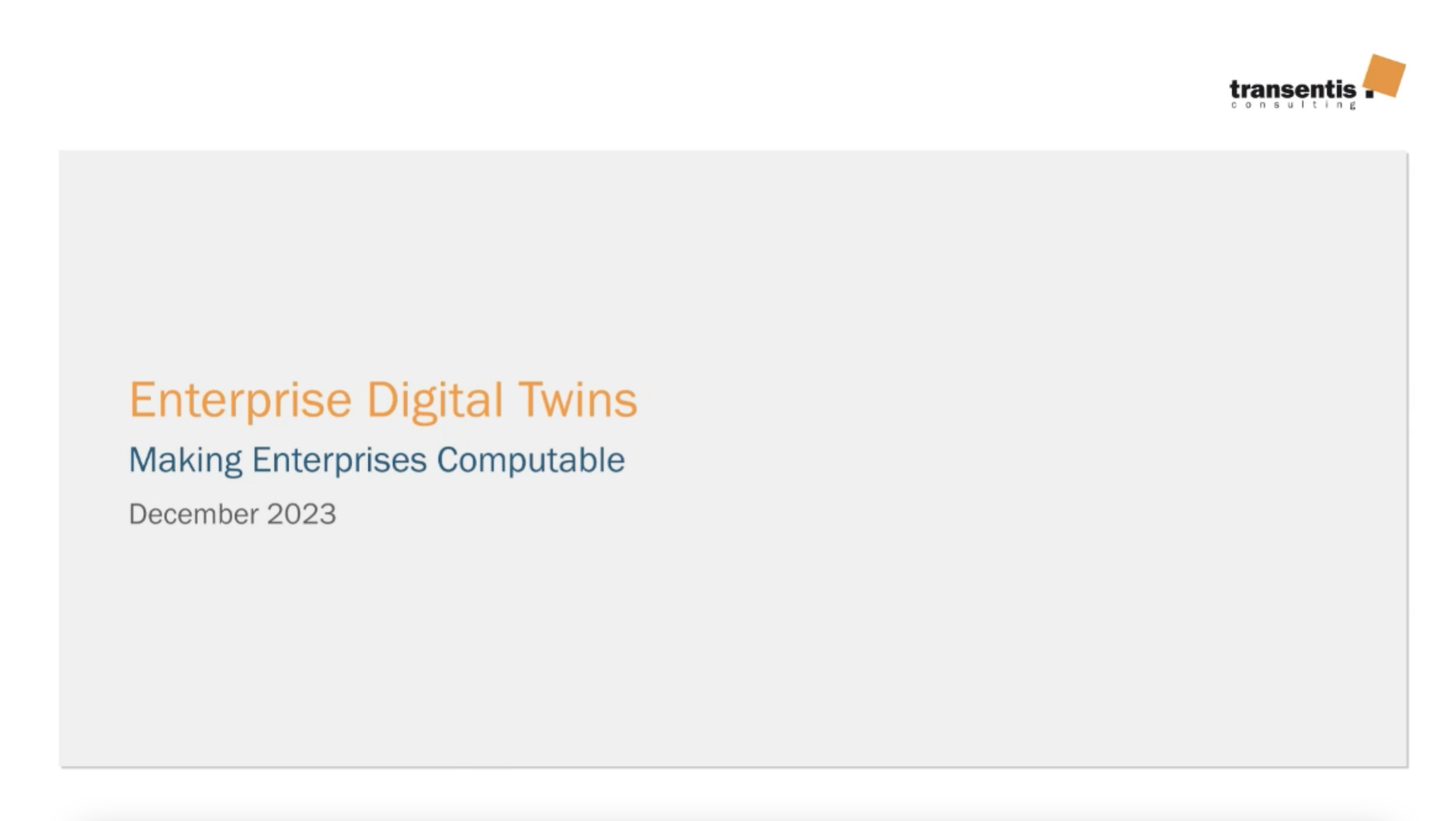 Enterprise Digital Twin: The Dashboard