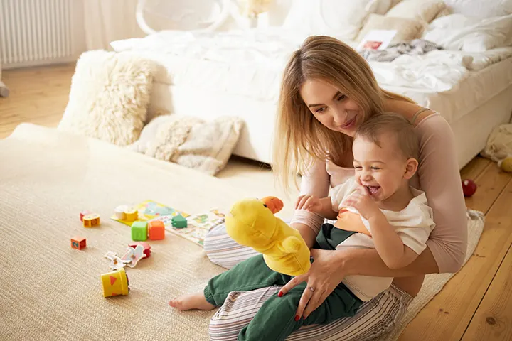 mum toddler playing