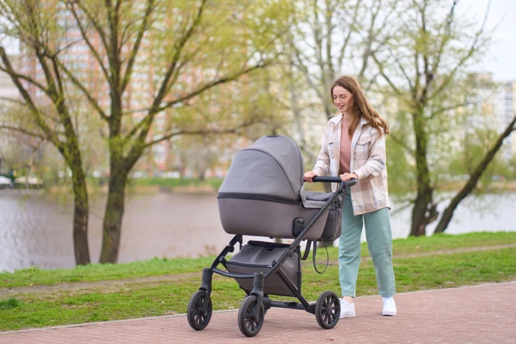 Woman Walking Pram