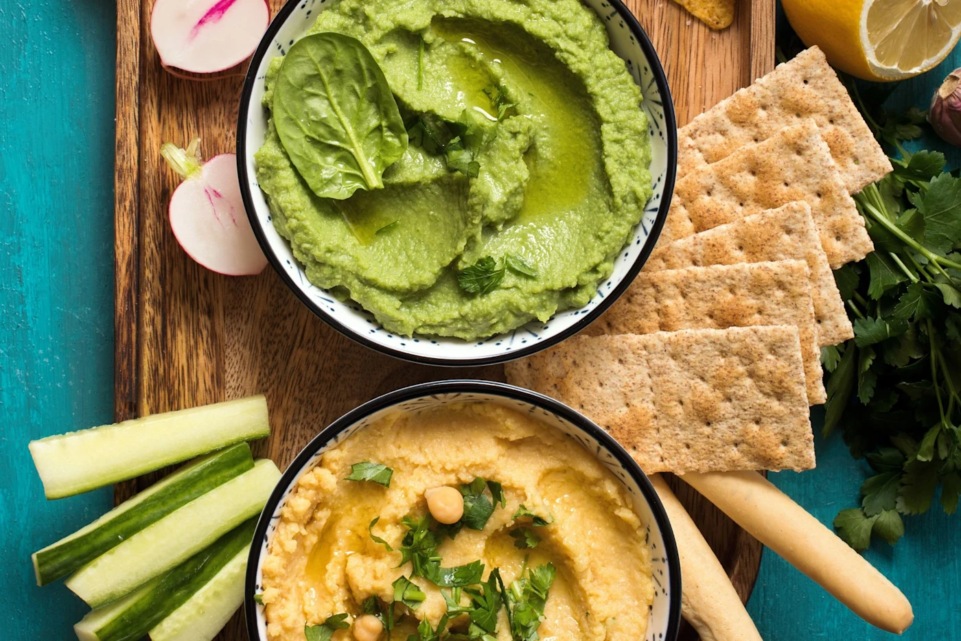 Hummus and guacamole