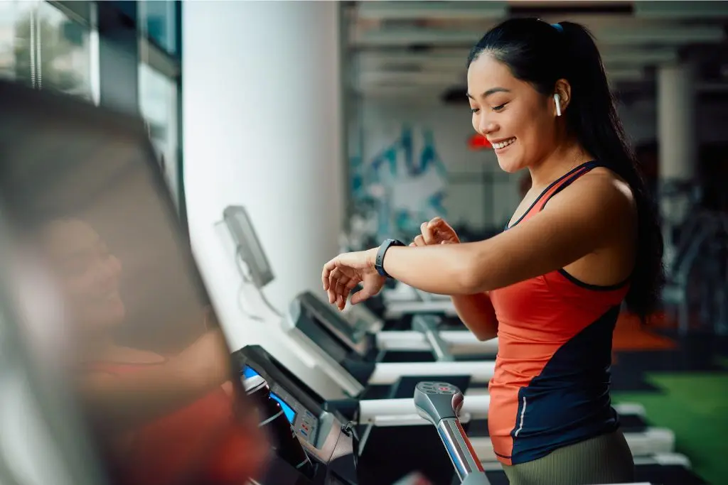 Woman walking on treadmill