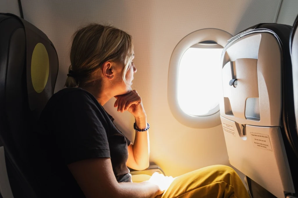 Woman on flight