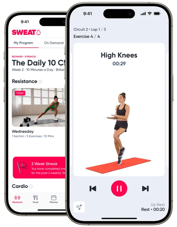 Homepage Sweat App Phone Screen