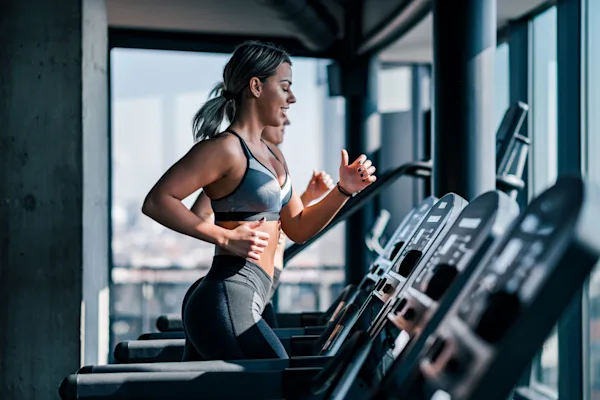 Woman running on treadmill