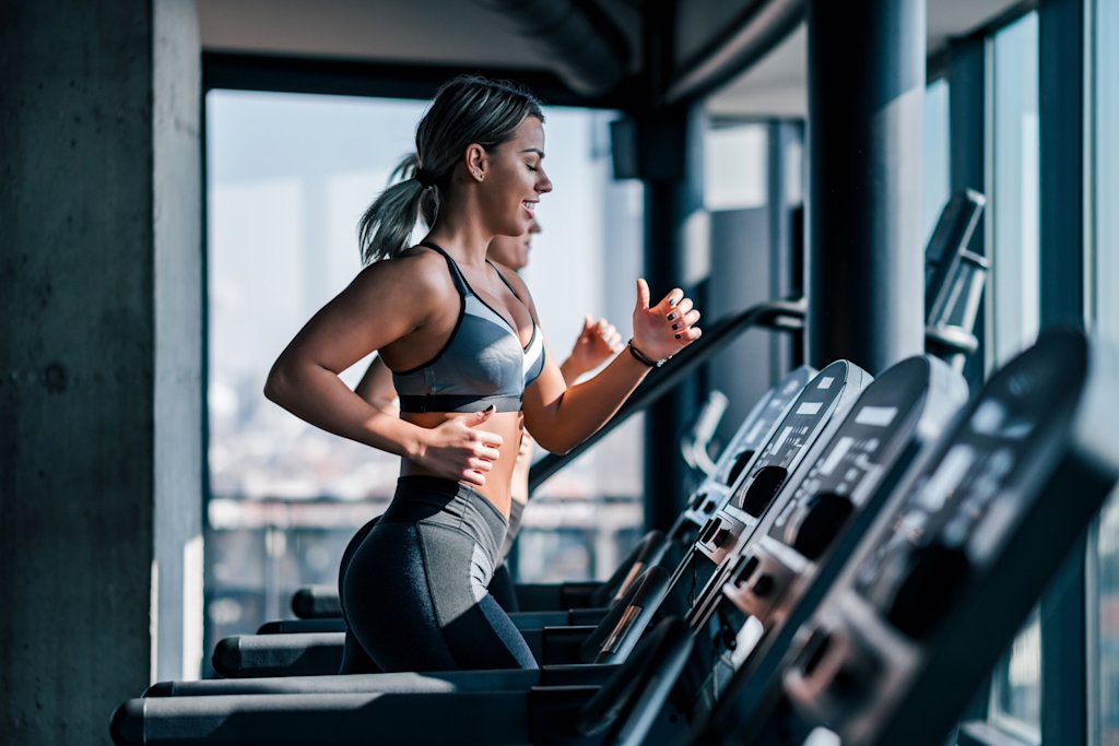 Woman running on treadmill
