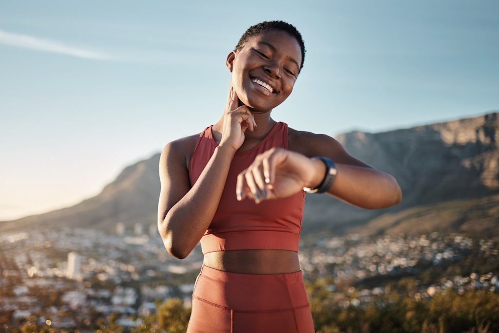 Woman measuring heart rate