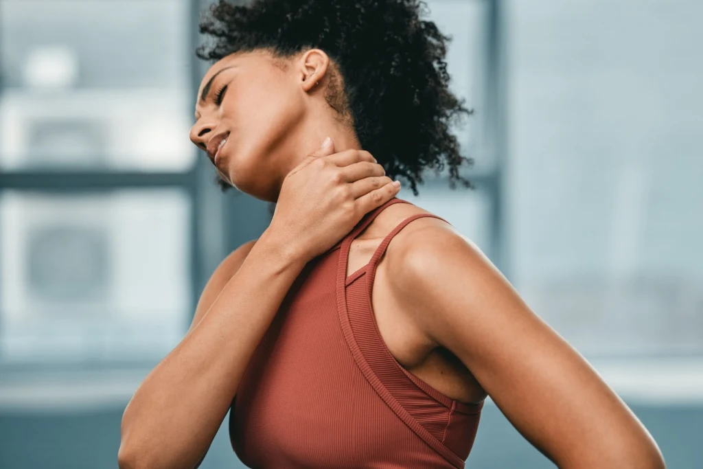 Woman with sore neck