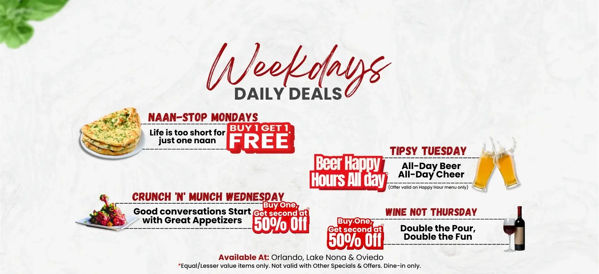 Weekdays Daily Deals
