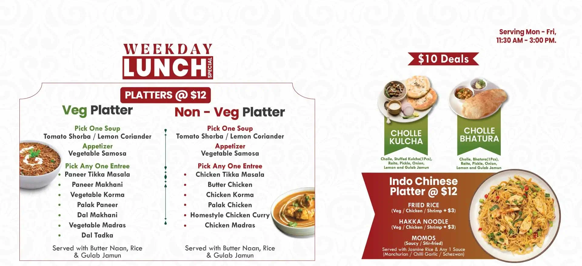 Weekday Lunch Special Menu