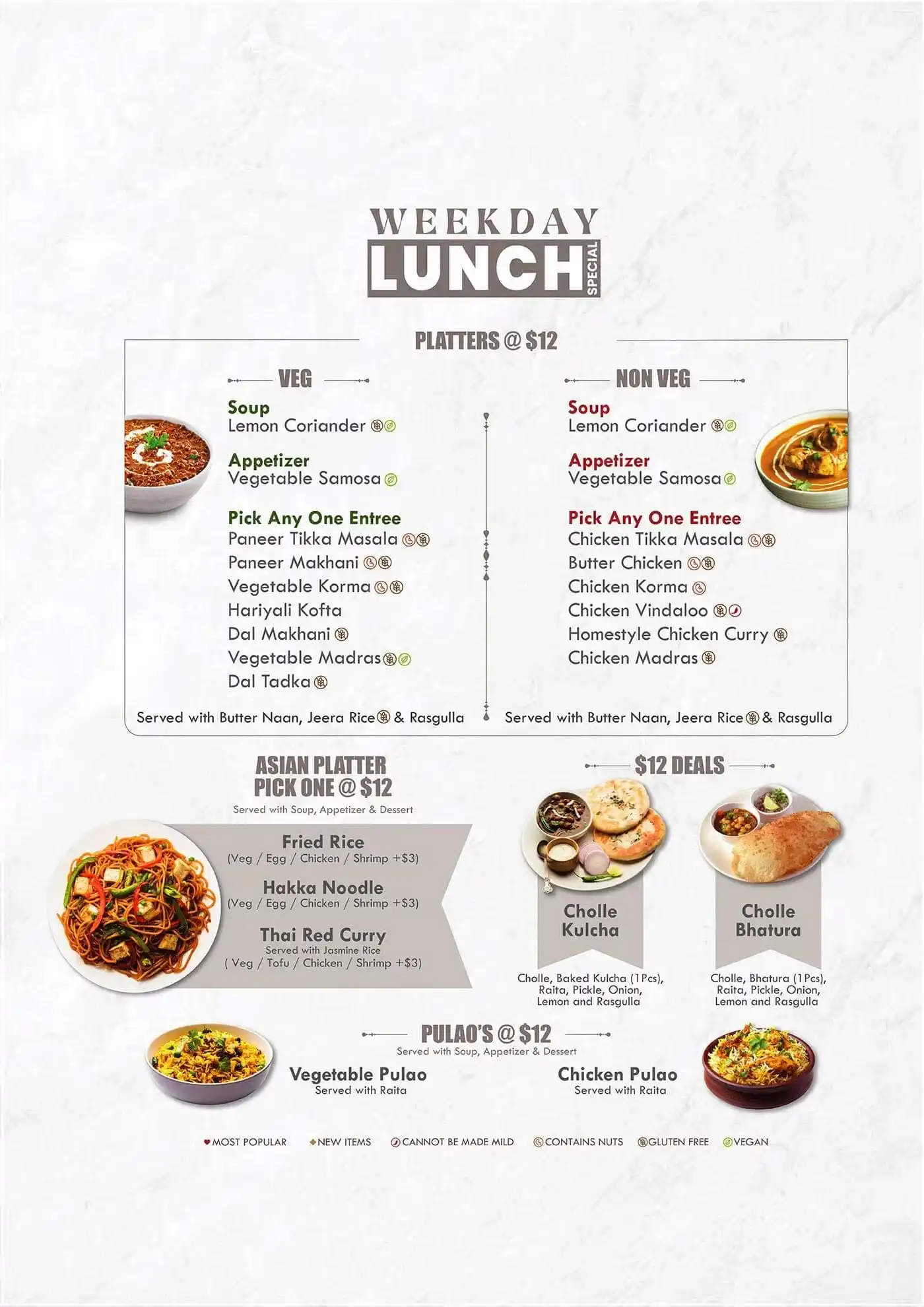 Weekday Lunch Special Menu