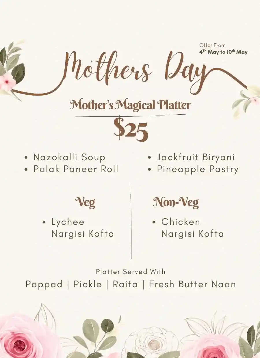 Mothers day menu