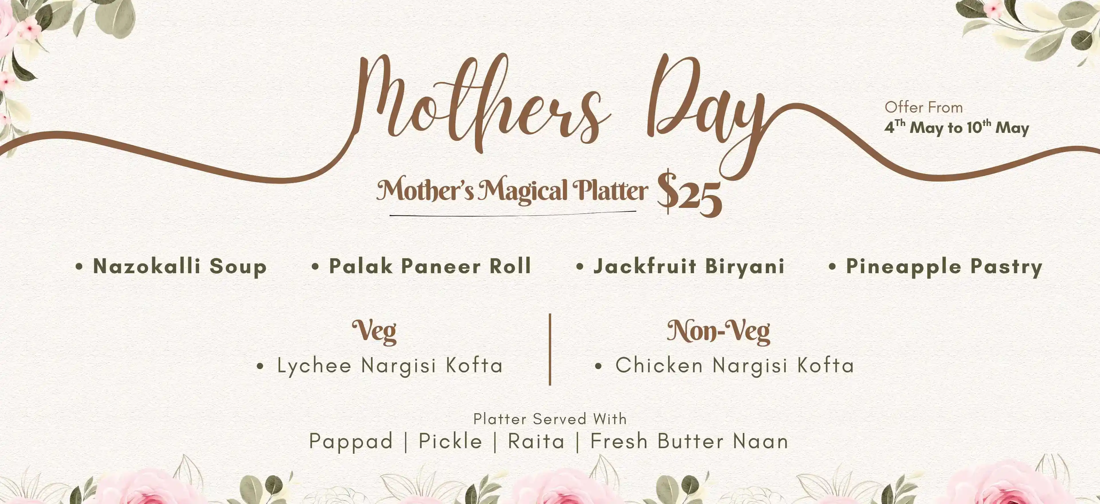 Mothers day menu