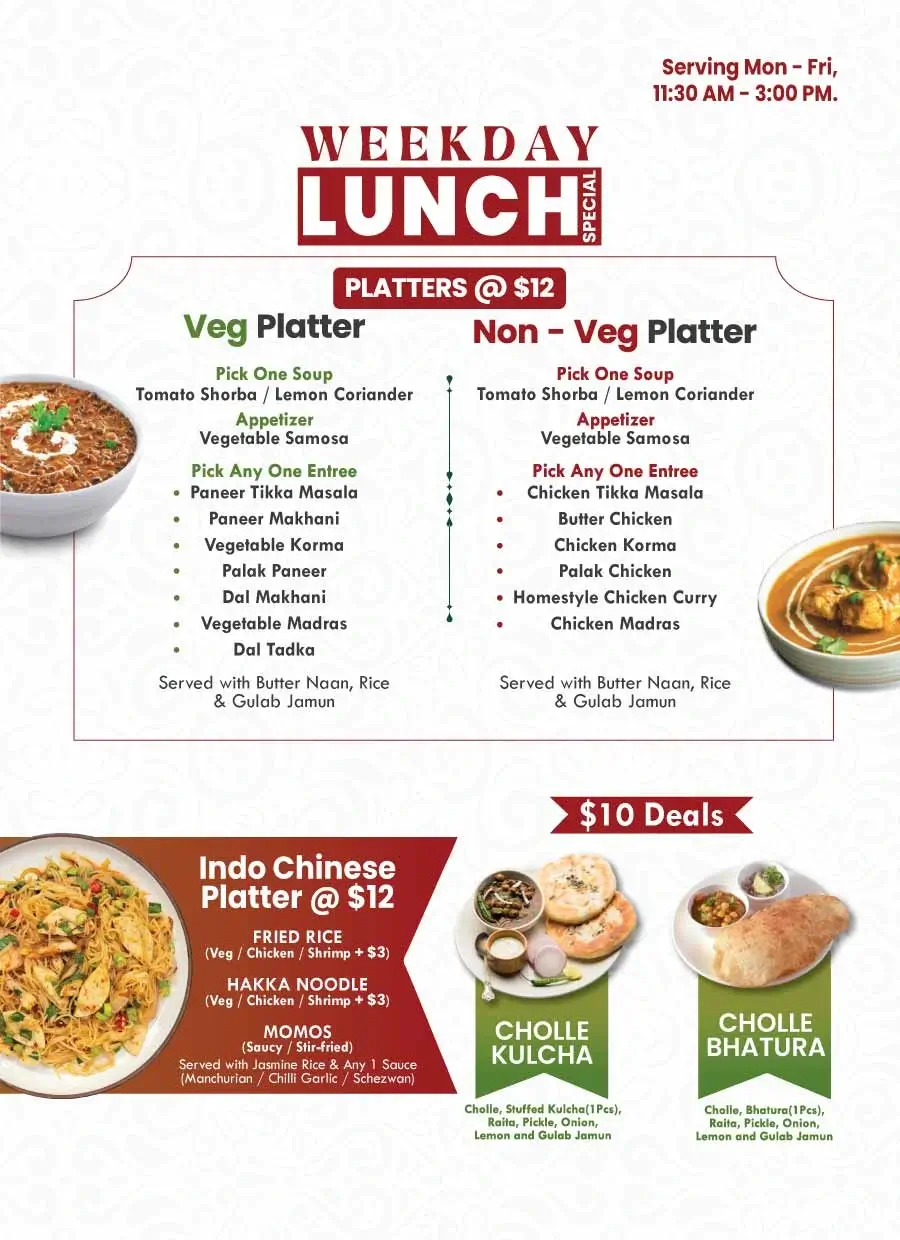 Weekday Lunch Special Menu