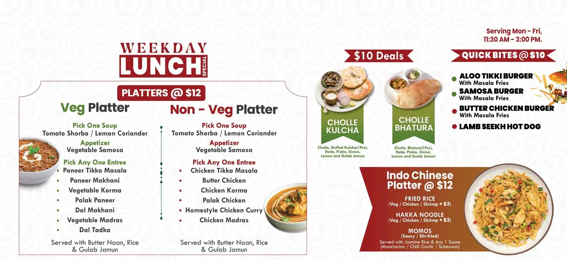 Weekdays Lunch Special Menu