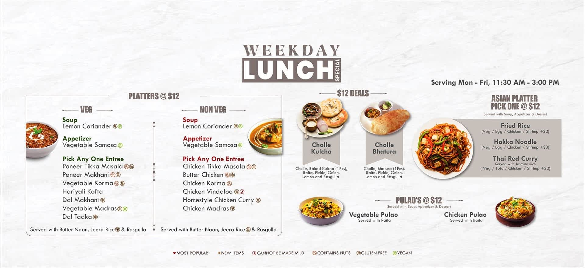 Weekdays Lunch Special Menu