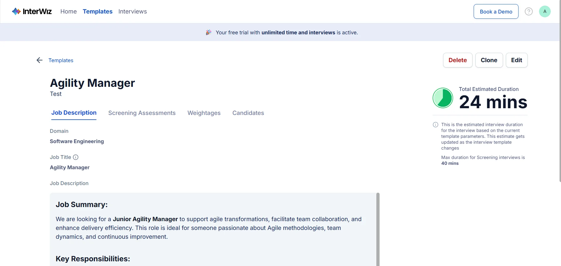 Managing Interview Templates | InterWiz AI Interview