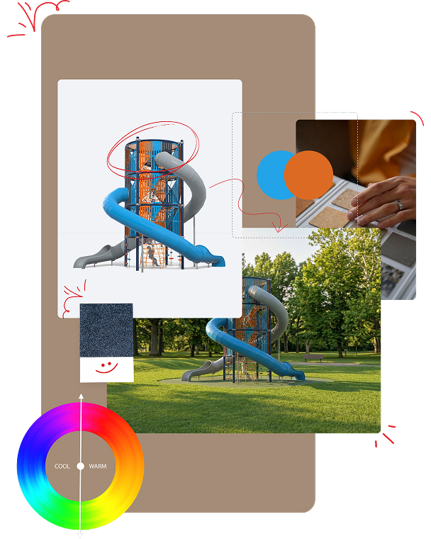 custom option for playground towers, colours, style, theme. 