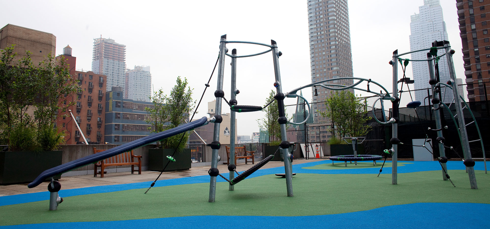 park with play systems with a futuristic design, designed for teenagers
